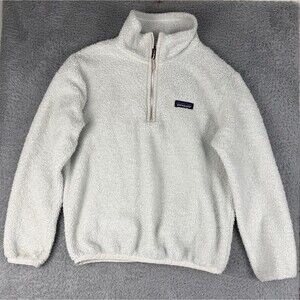 Patagonia Los Gatos Fleece 1/4 Zip Pullover Womens Small White Sherpa Outdoor